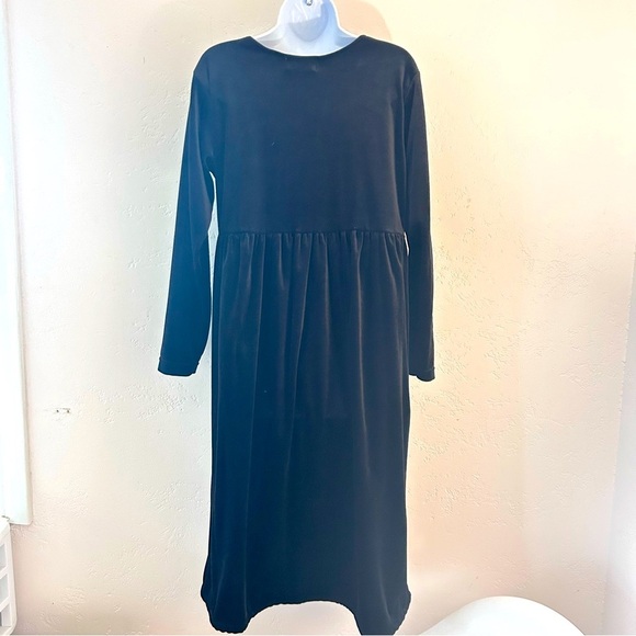 SHENANIGANS Vintage Black Velvet Embroidered Rose Long Sleeve Midi Babydoll M - Picture 6 of 10